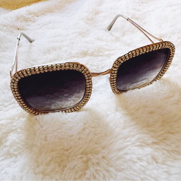 Avelina Black & Blue Crystal Embellished Sunglasses - Picture 4 of 10